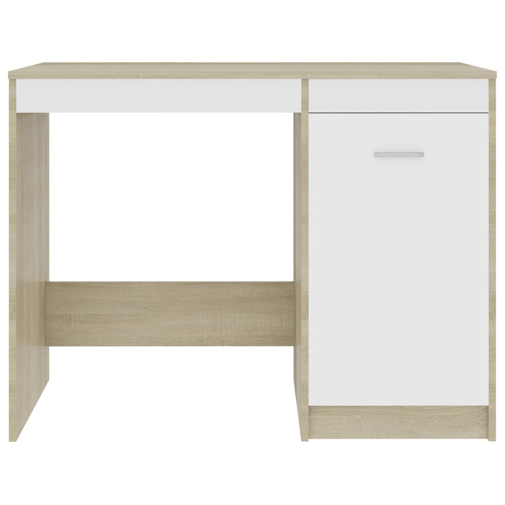 Desk White and Sonoma Oak 100x50x76 cm Chipboard